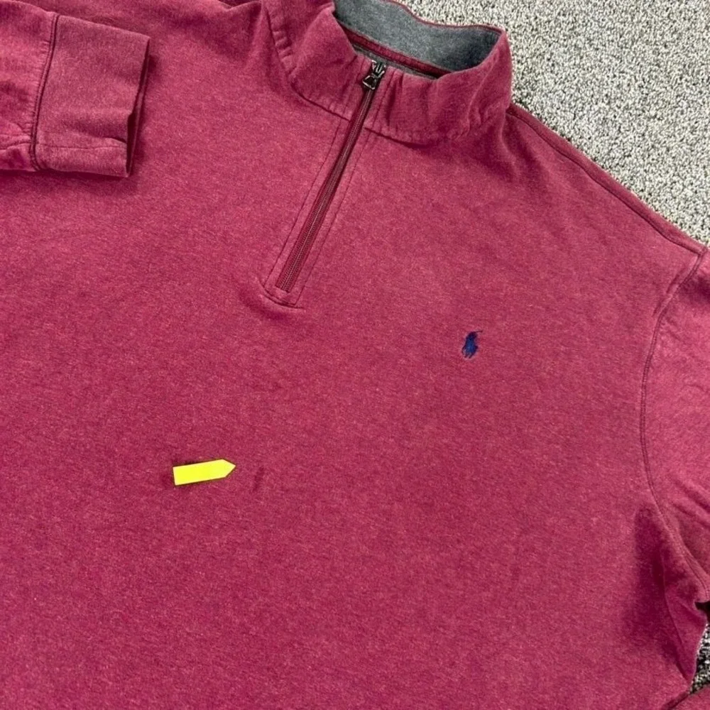 Polo Ralph Lauren Mens 3XL Tall Burgundy 1/4 Zip Pullover Sweatshirt Long Sleeve